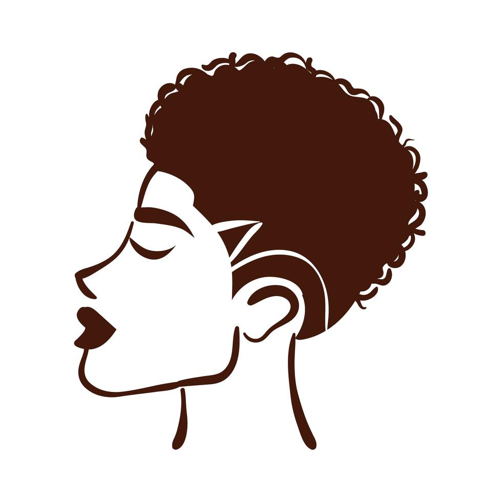 jonge afrovrouw met haar korte silhouetstijl vector