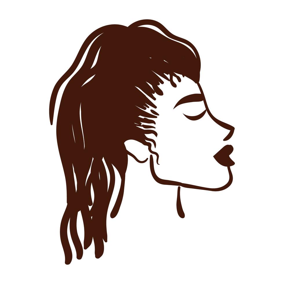 jonge afrovrouw met haar lange silhouetstijl vector