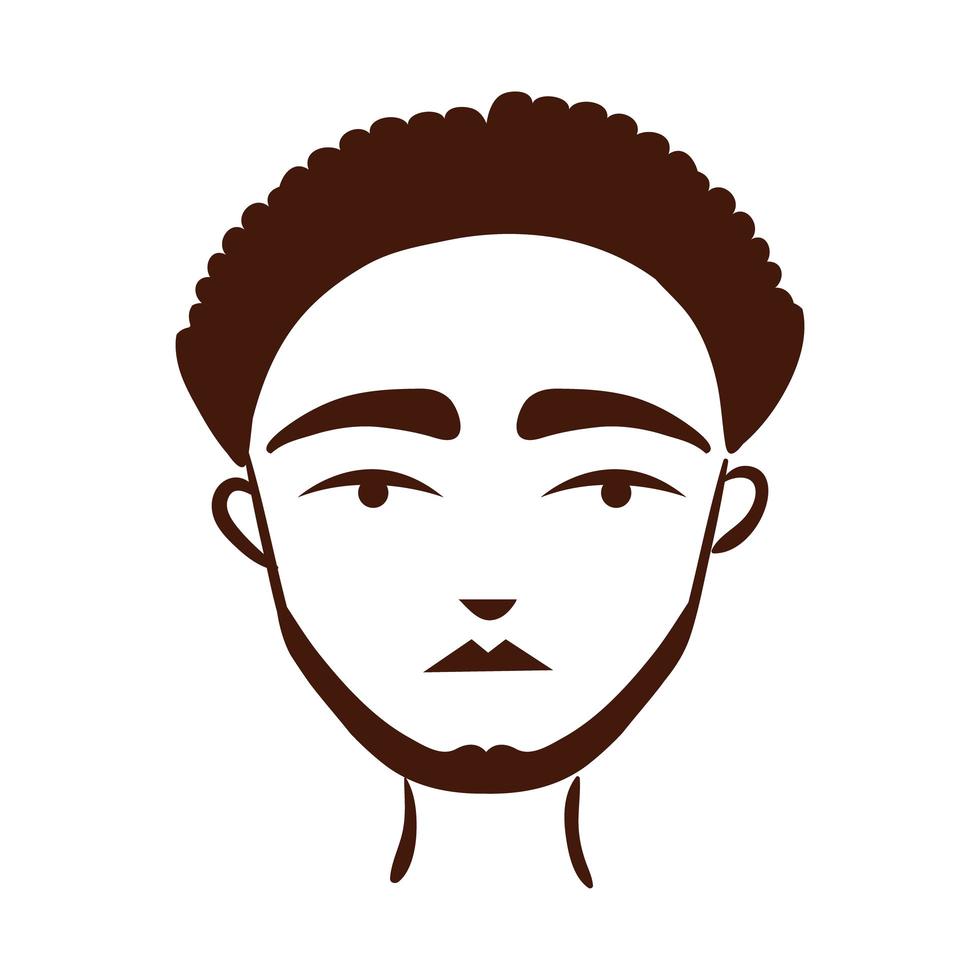 jonge afro man etniciteit met baard silhouet stijlicoon vector