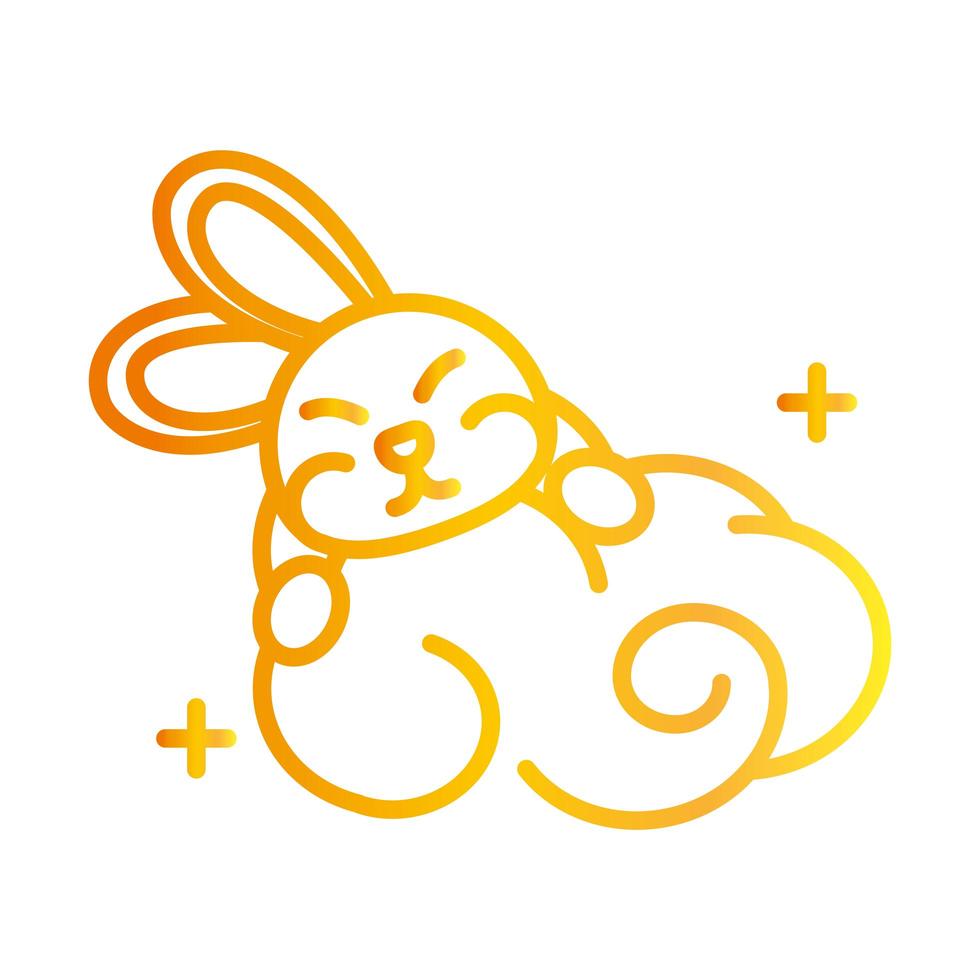 gelukkig mid herfst festival schattig konijntje wolk cartoon verloop stijlicoon vector