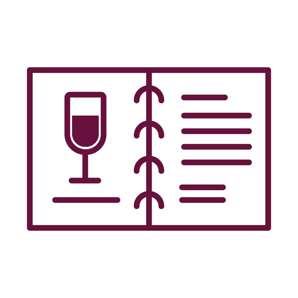 wijn beker drinken in menukaart lijn stijlicoon vector