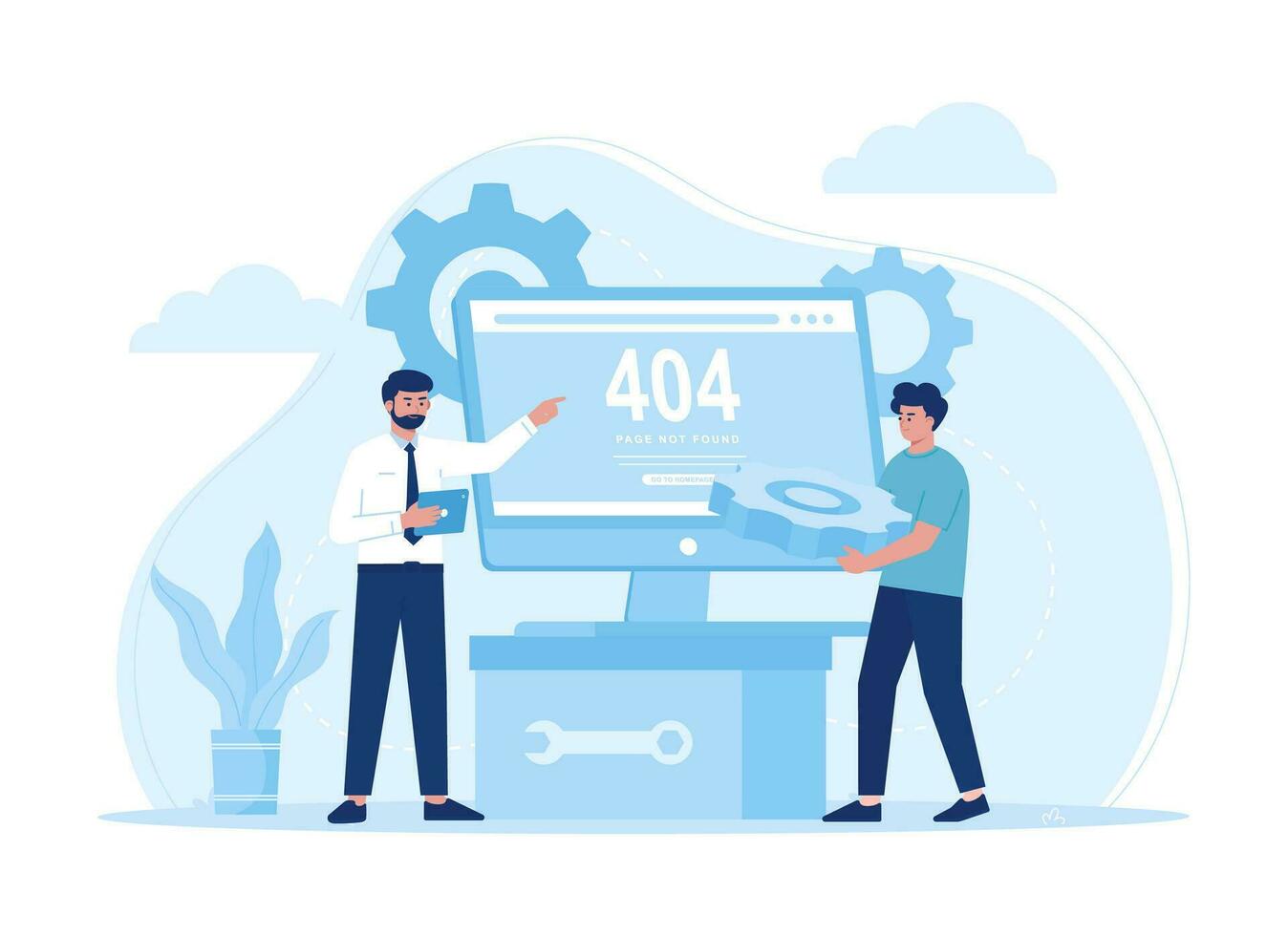 computer scherm met 404 fout concept. trending vlak illustratie vector