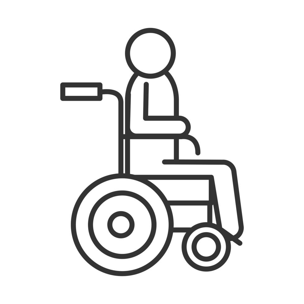 gehandicapte persoon in rolstoel wereld handicap dag lineaire pictogram ontwerp vector