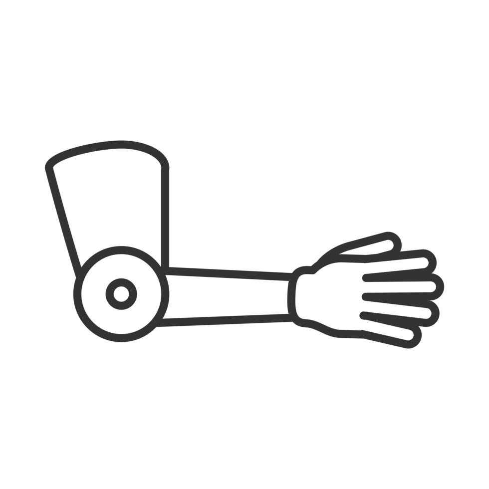 armprothese medisch orthopedisch wereld handicap dag lineair pictogram ontwerp vector