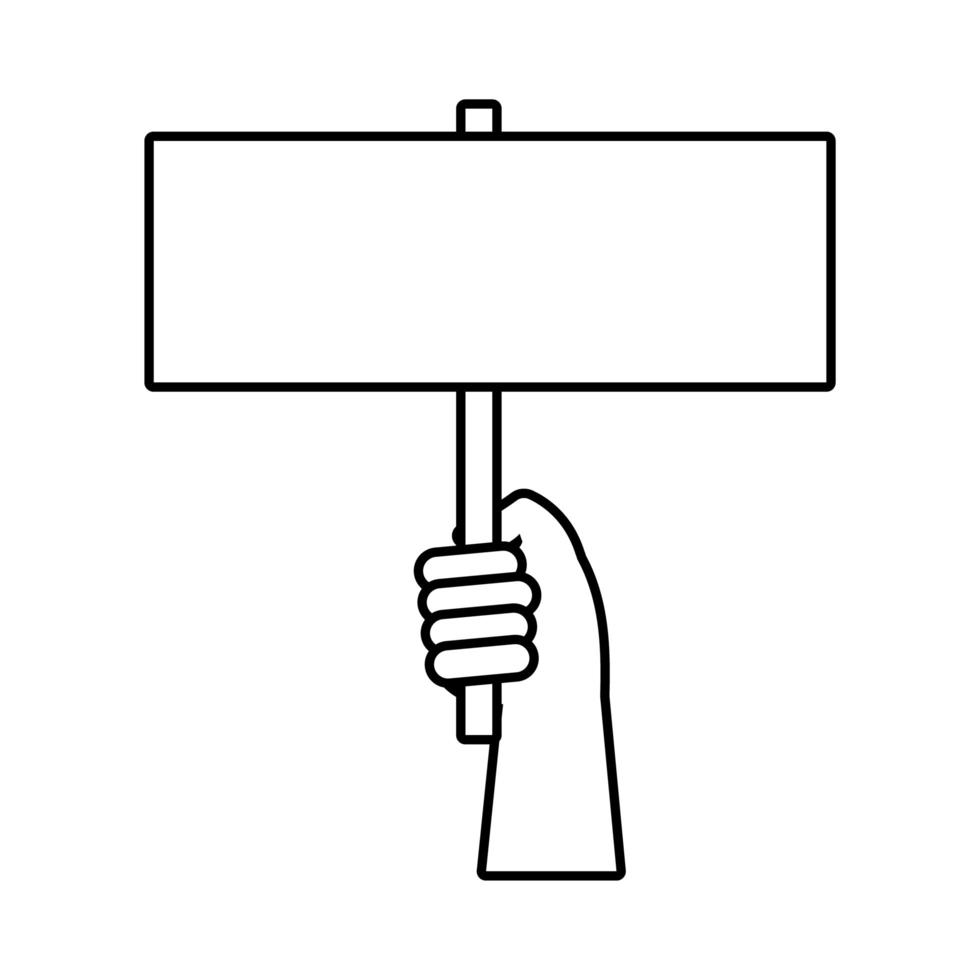 hand mens met protest banner lijn stijlicoon vector