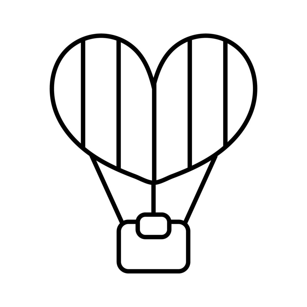 ballon hart lucht hete lijn stijlicoon vector