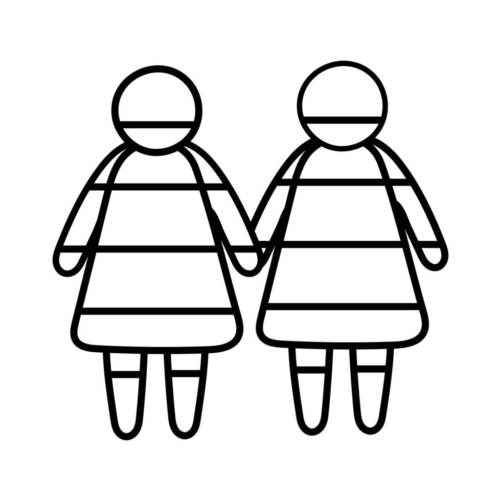 lgbtiq-gemeenschap met lesbische figuren lijnstijlicoon vector