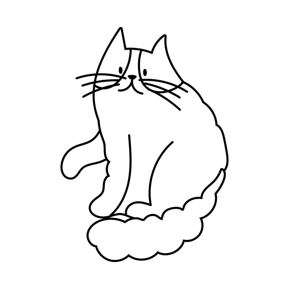 schattige kleine kat huisdier lijn stijlicoon vector