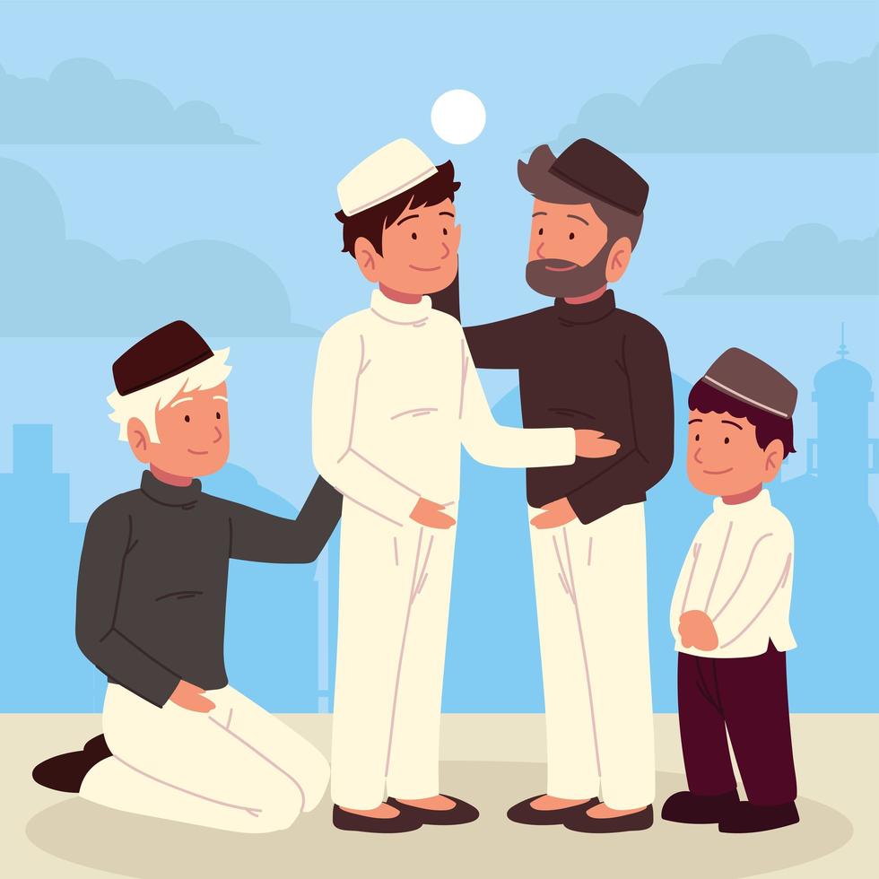 verschillende cartoon islam mannen vector