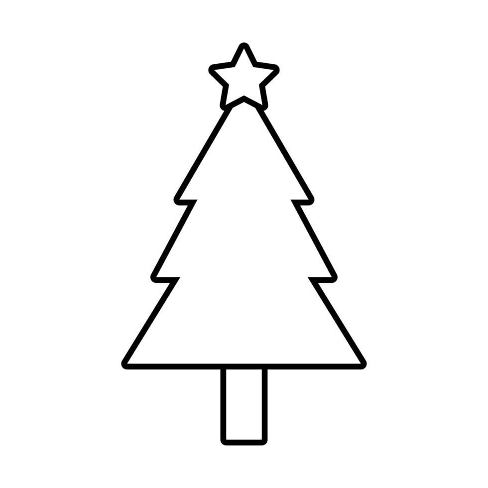 happy merry christmas pine tree line stijlicoon vector