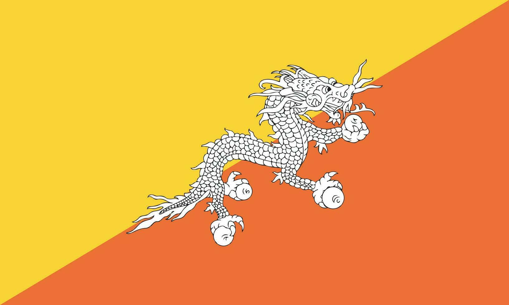 nationaal Bhutan vlag, officieel kleuren, en proporties. vector illustratie. eps 10 vector.