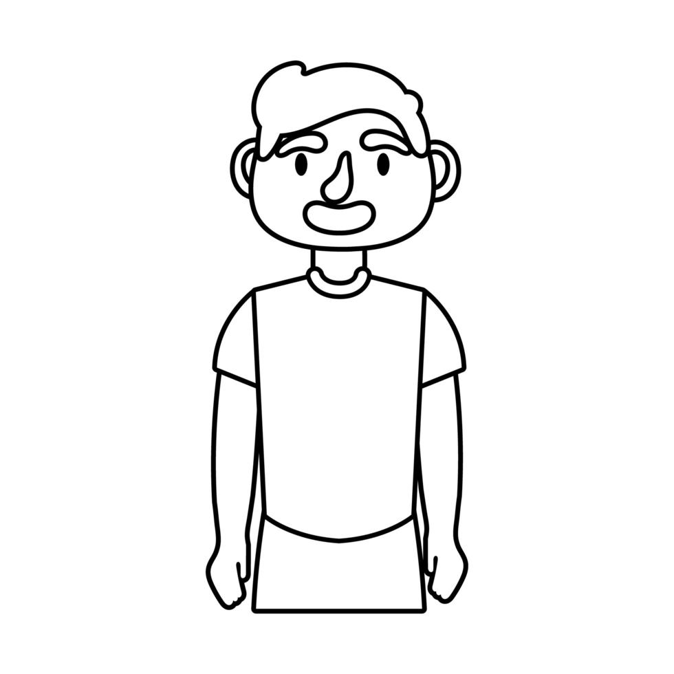 jonge man avatar karakter lijn stijlicoon vector