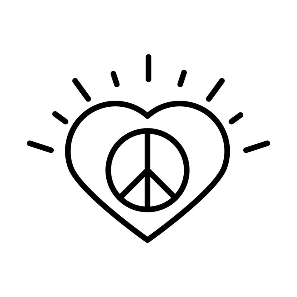 teken vrede in hart liefde mensenrechten dag lijn pictogram ontwerp vector