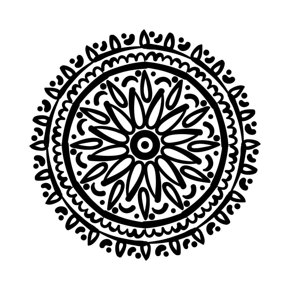 mandala bloemen etniciteit monochroom geïsoleerd icon isolated vector