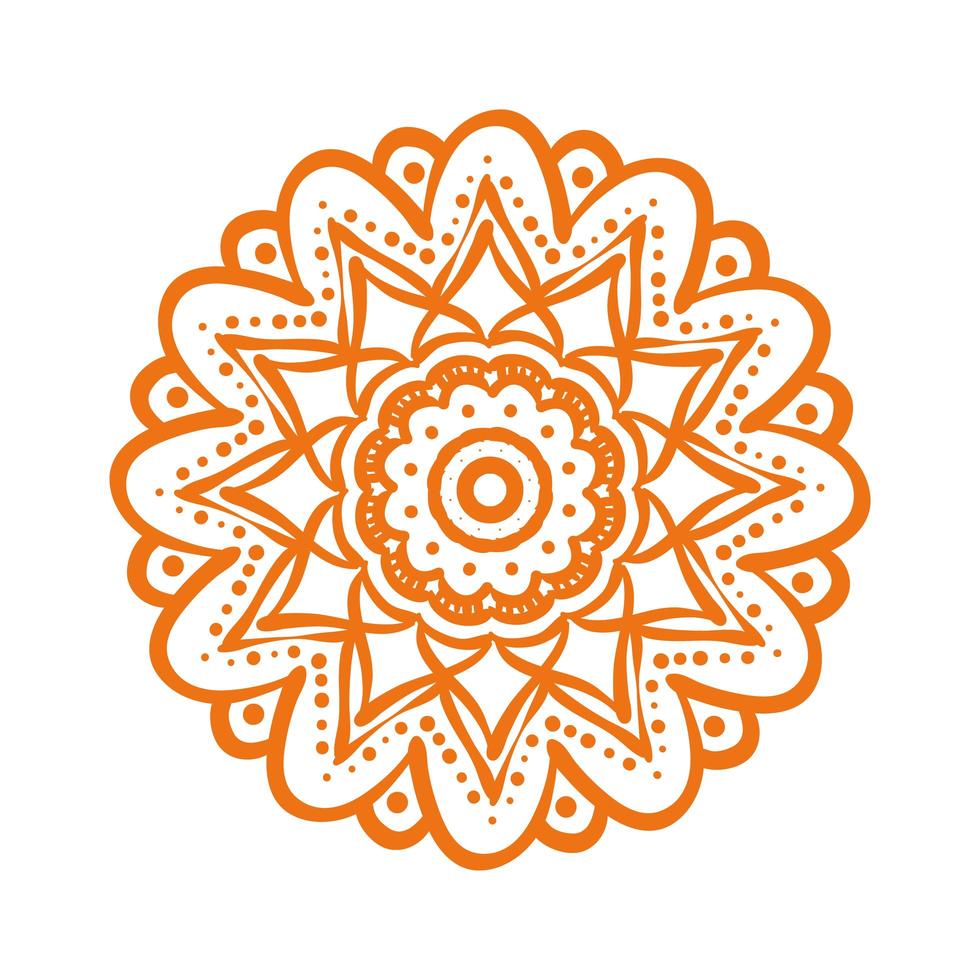 oranje mandala bloemen etniciteit geïsoleerde icon vector