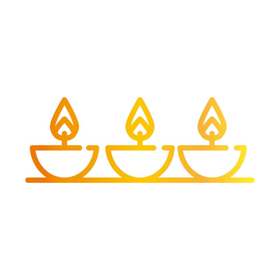 gelukkige diwali india festival brandende kaarsen diya lampen viering deepavali religie evenement helling stijlicoon vector