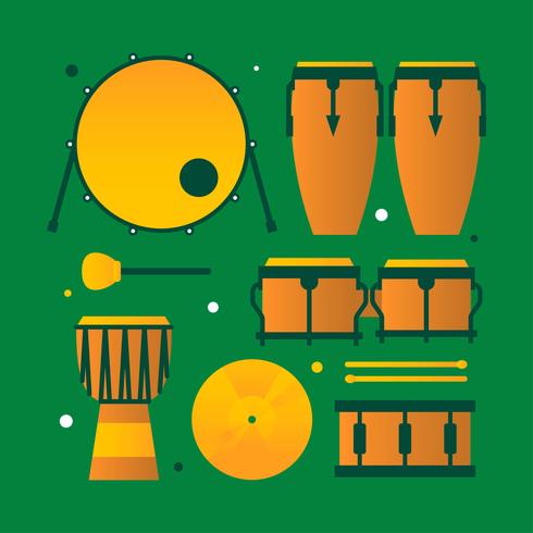 Percussie muziekinstrumenten Knolling vector
