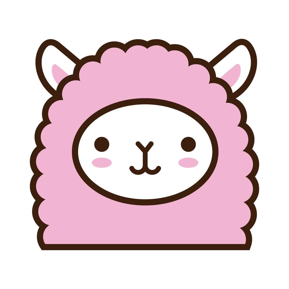 schattige kleine lama kawaii dierenlijn en vulstijl vector