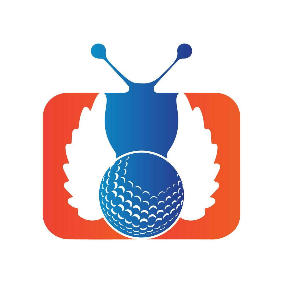golf bal met Vleugels binnen een vorm van TV vector illustratie