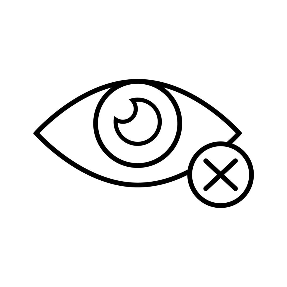 blind oog met geweigerd symbool lijn stijlicoon vector