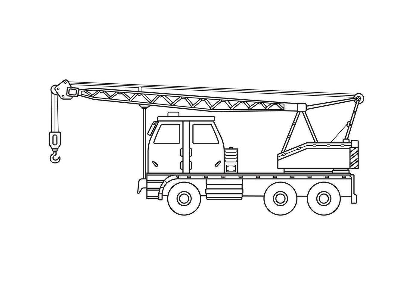 hand- getrokken kleur kinderen bouw gemonteerd kraan vrachtauto bouw voertuig clip art vector