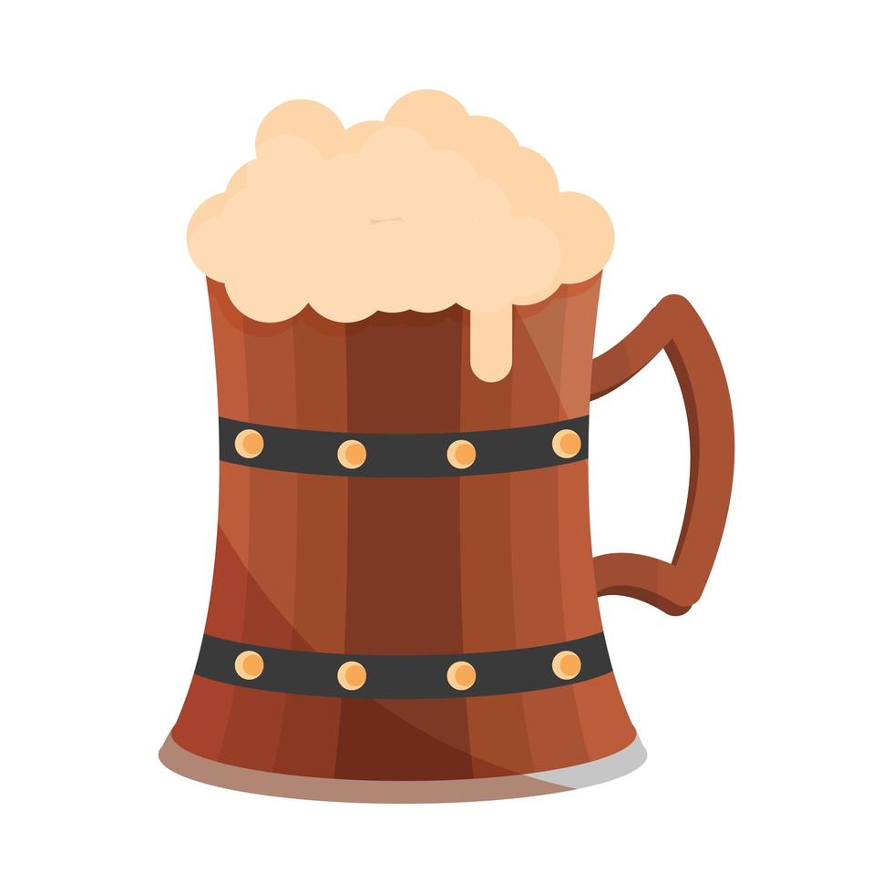 oktoberfest festival houten mok bier schuim drinken viering duits traditioneel ontwerp vector