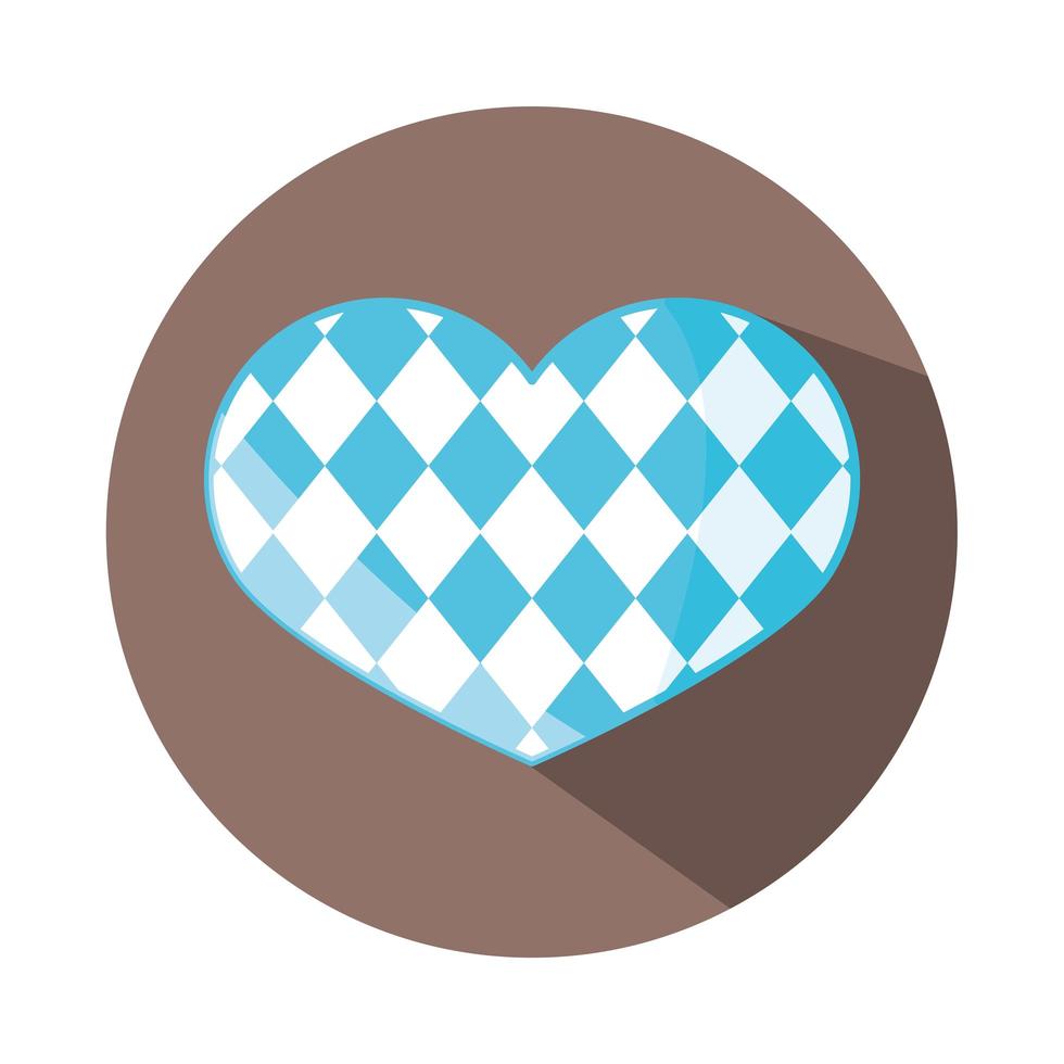 oktoberfest bierfestival geruit hart decoratie viering duits traditioneel blok en plat icoon vector