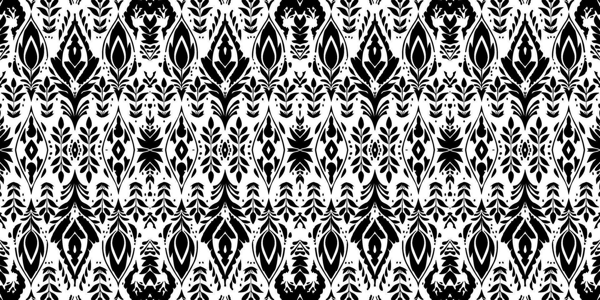 naadloos batik patroon, naadloos bloemen batik patroon, en naadloos motief patroon lijken op etnisch boho, azteeks, en ikat stijlen. ontworpen voor gebruik in satijn, behang, kleding stof, gordijn, tapijt, batik vector