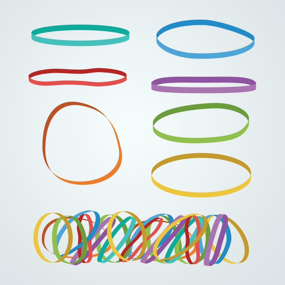 kleurrijk rubber bands in reeks Aan wit vector