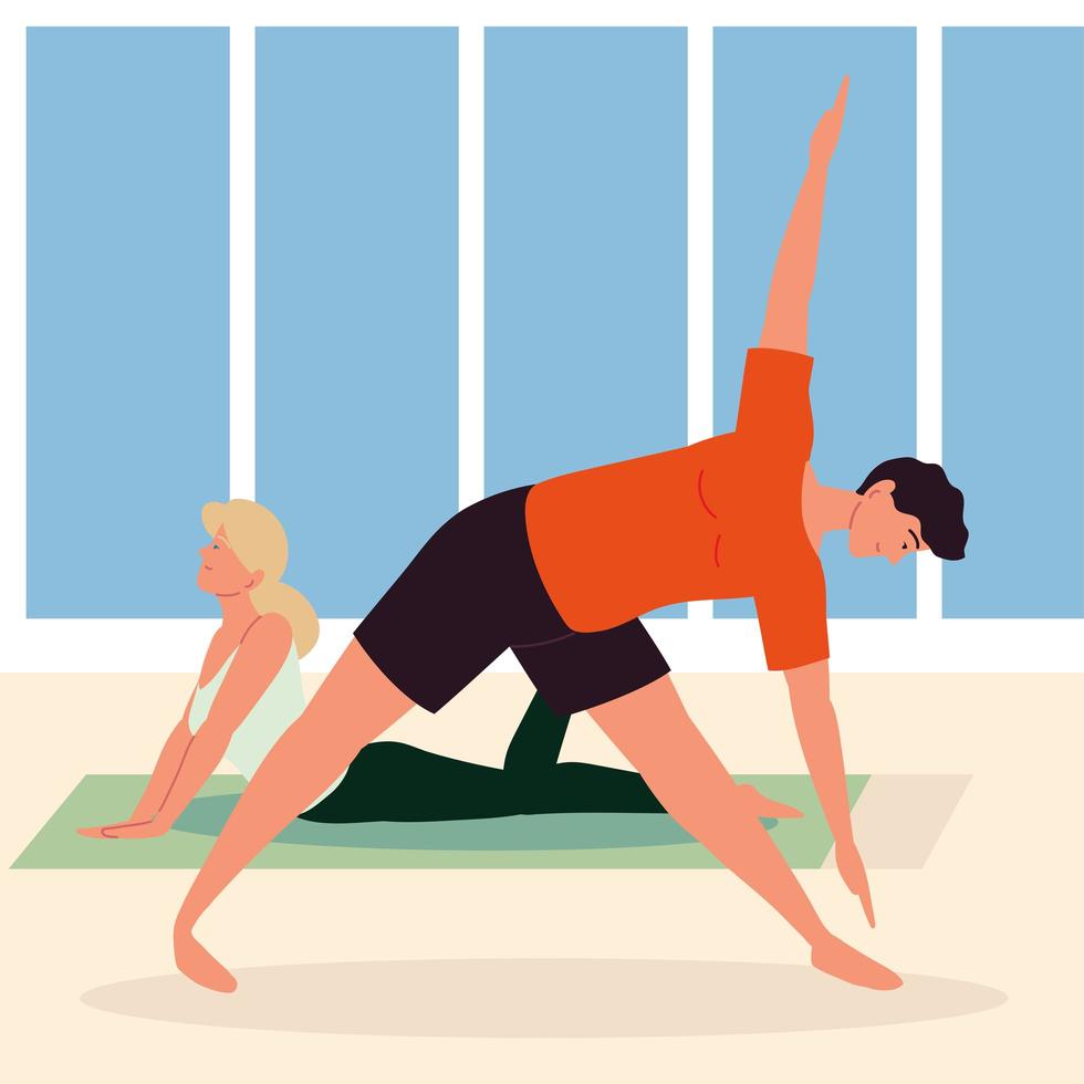 paar doet yoga vector