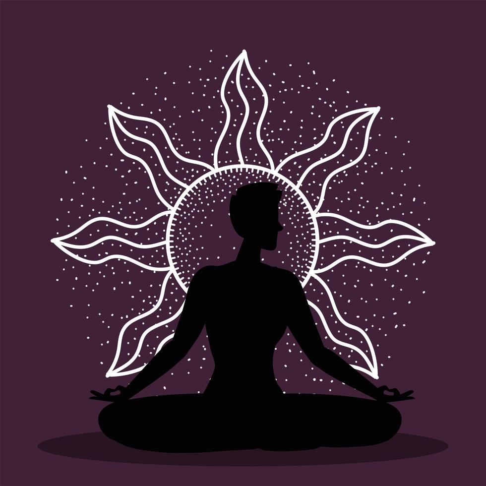 silhouet vrouw die yoga maakt vector