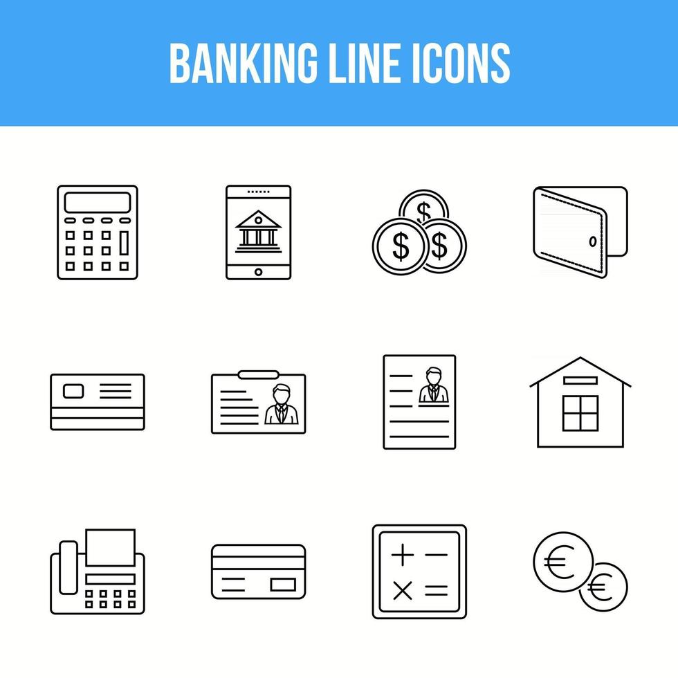 unieke banklijn icon set vector