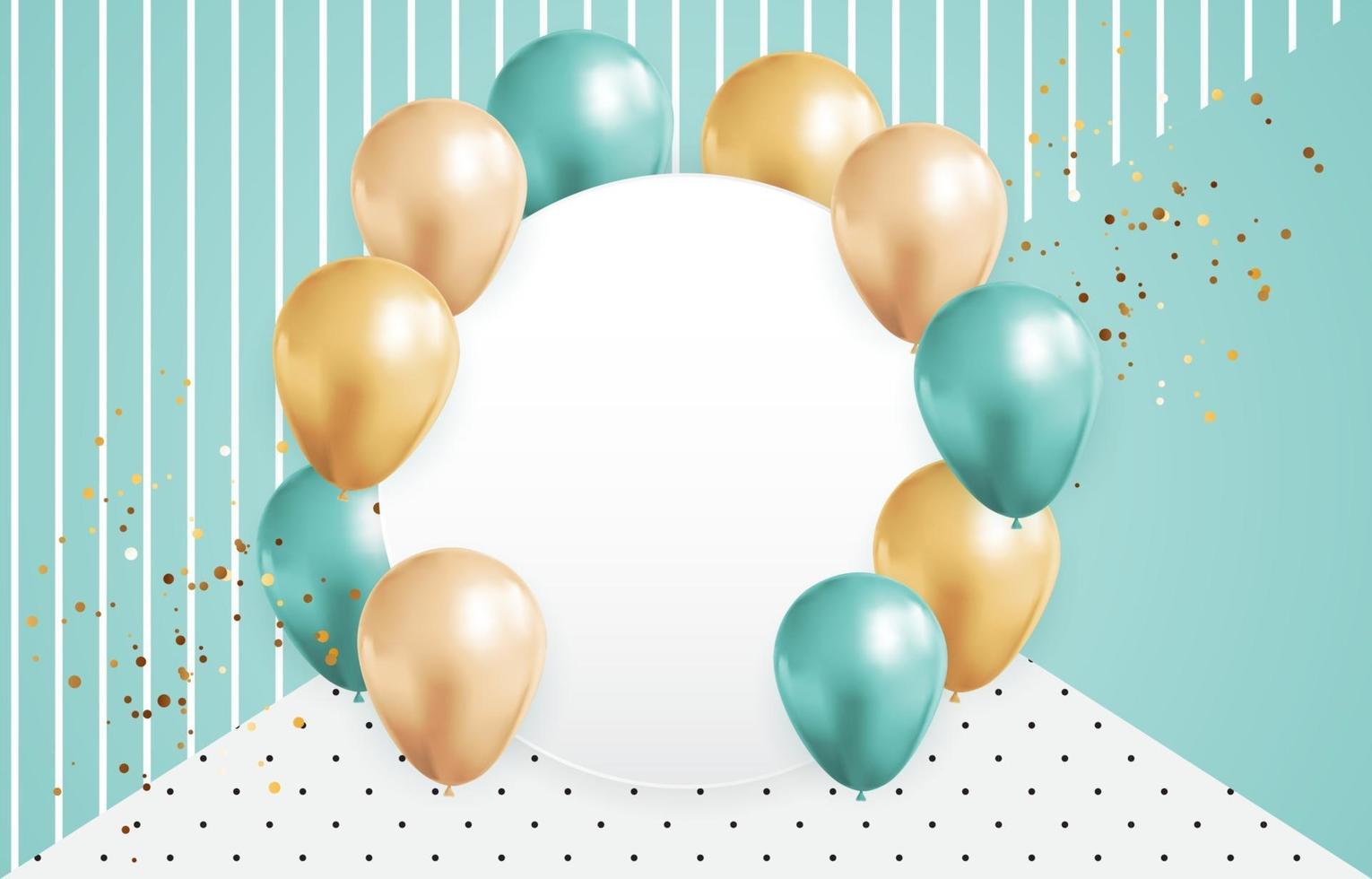 abstracte achtergrond met realistische ballonnen, frame, confetti. vector illustratie