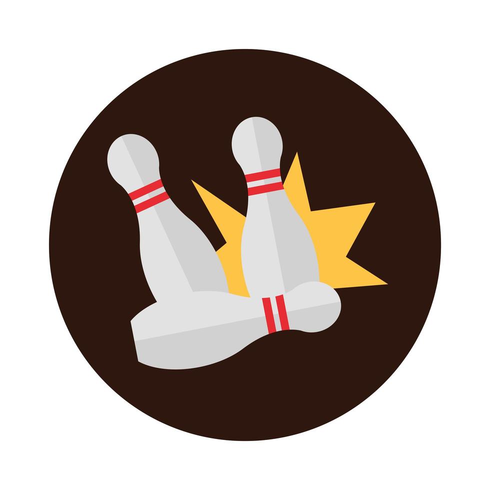 bowlingmachine pakt pinnen spel recreatief sport blok plat pictogram ontwerp vector