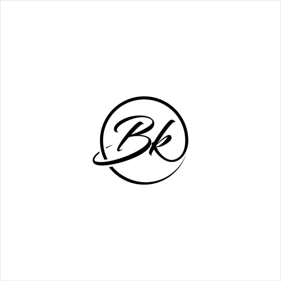 eerste brief bk mooi handschrift logo vector sjabloon