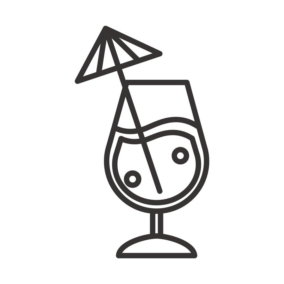 cocktail pictogram glazen beker met paraplu drank drank verfrissende alcohol lijnstijl ontwerp vector