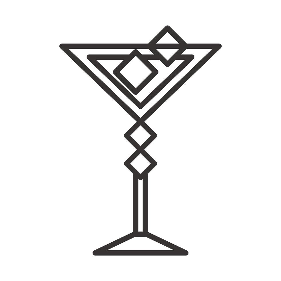 cocktail pictogram glazen beker met ijsblokjes drinken sterke drank verfrissende alcohol lijnstijl ontwerp vector