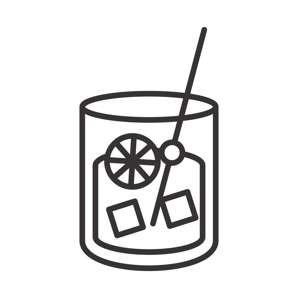 cocktail icoon verse koude glazen beker met mixer drinken alcohol lijnstijl ontwerp vector