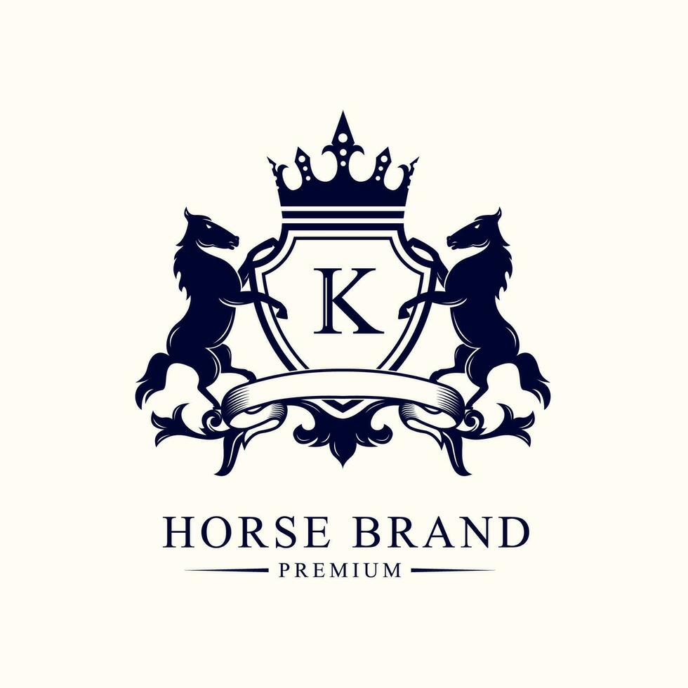 luxe gouden Koninklijk paard koning logo ontwerp inspiratie vector illustratie