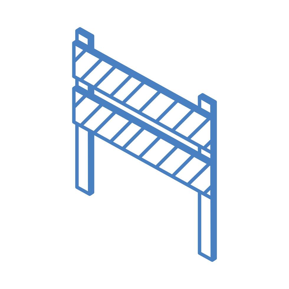 isometrische reparatie bouw verkeer barricade waarschuwing werk tool en uitrusting lineaire stijl pictogram ontwerp vector