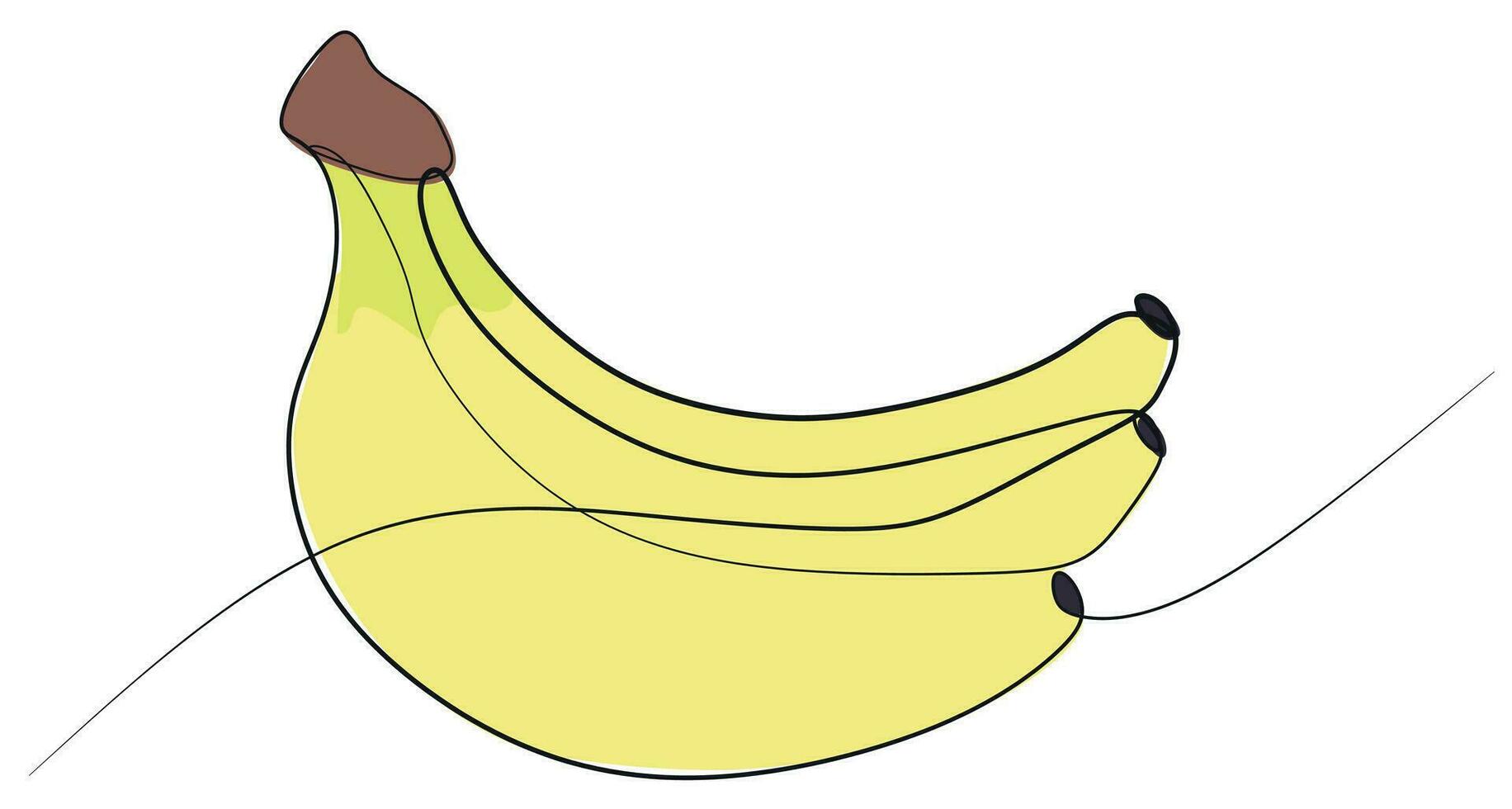 kleur doorlopend lijn banaan. vector een lijn kunst illustratie Aan wit. geel tropisch fruit. kruidenier label, Gezondheid voedsel concept. ontwerp kunst voor pakket, logo, t-shirt, boodschappen doen tas. eco en biologisch