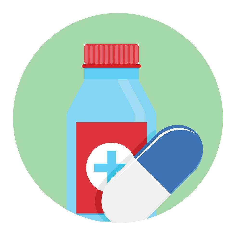 geneeskunde icoon app. geneesmiddel tablet en capsule, embleem en etiket van geneesmiddel. vector illustratie