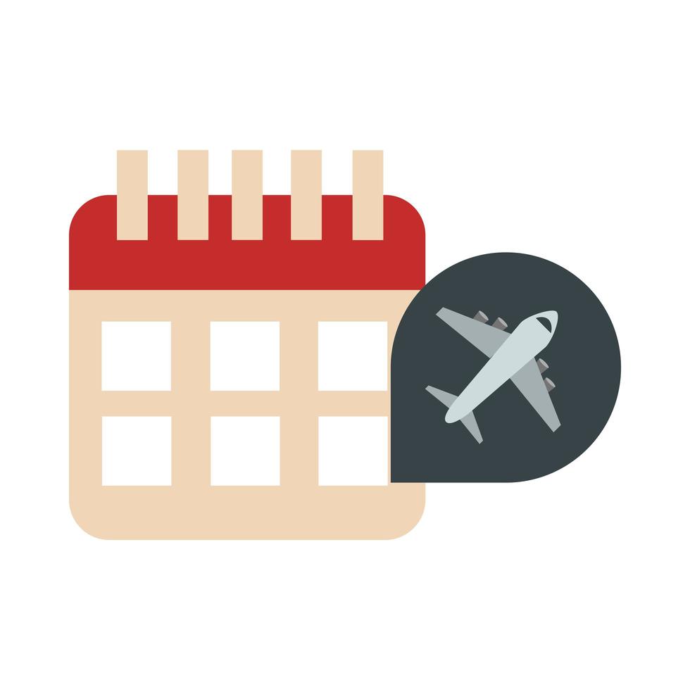 luchthaven kalender herinnering reis vervoer terminal toerisme of zaken platte stijlicoon vector