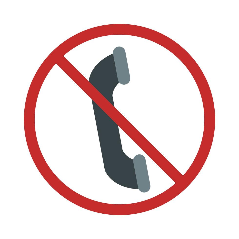 waarschuwingsbord praten aan de telefoon is verboden platte stijlicoon vector