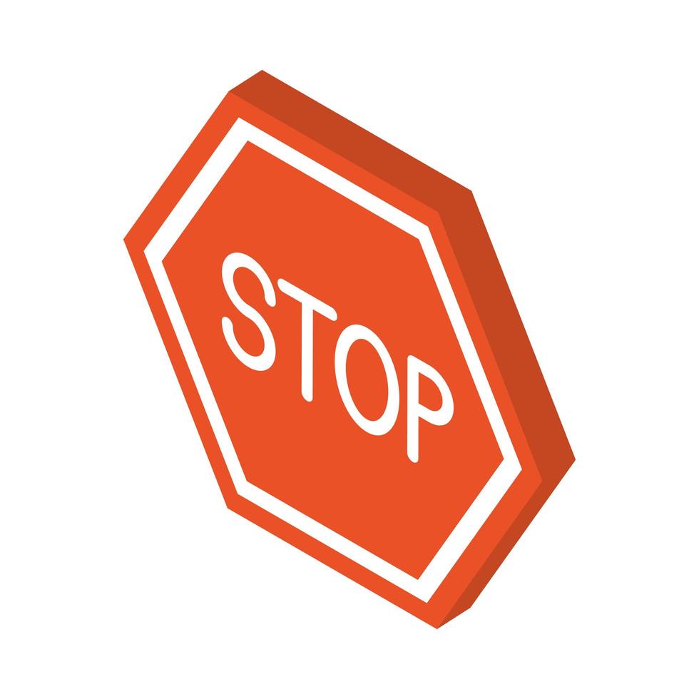 isometrische reparatie bouw stopbord bord werk gereedschap en apparatuur vlakke stijl pictogram ontwerp vector