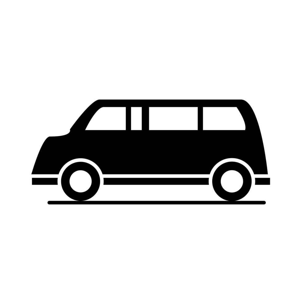 personenauto vervoer voertuig silhouet stijl icoon ontwerp vector