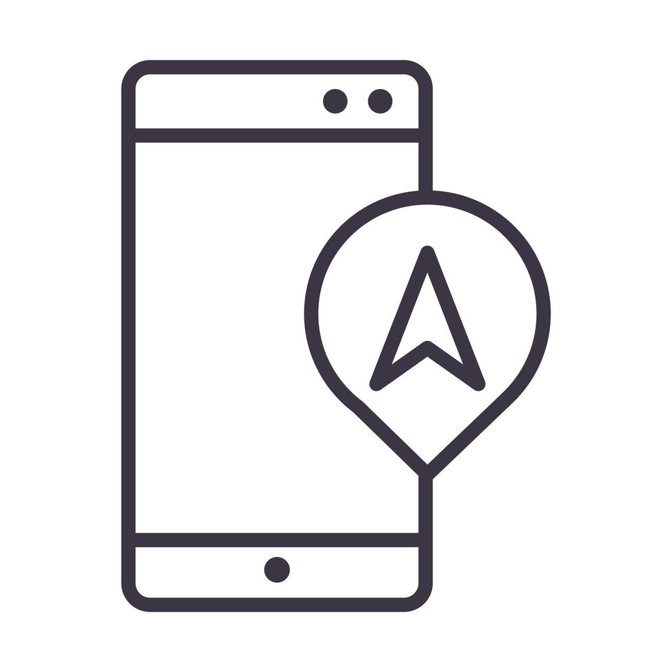 smartphone navigatie bestemming tracking app apparaat technologie dunne lijn stijl design icoon vector