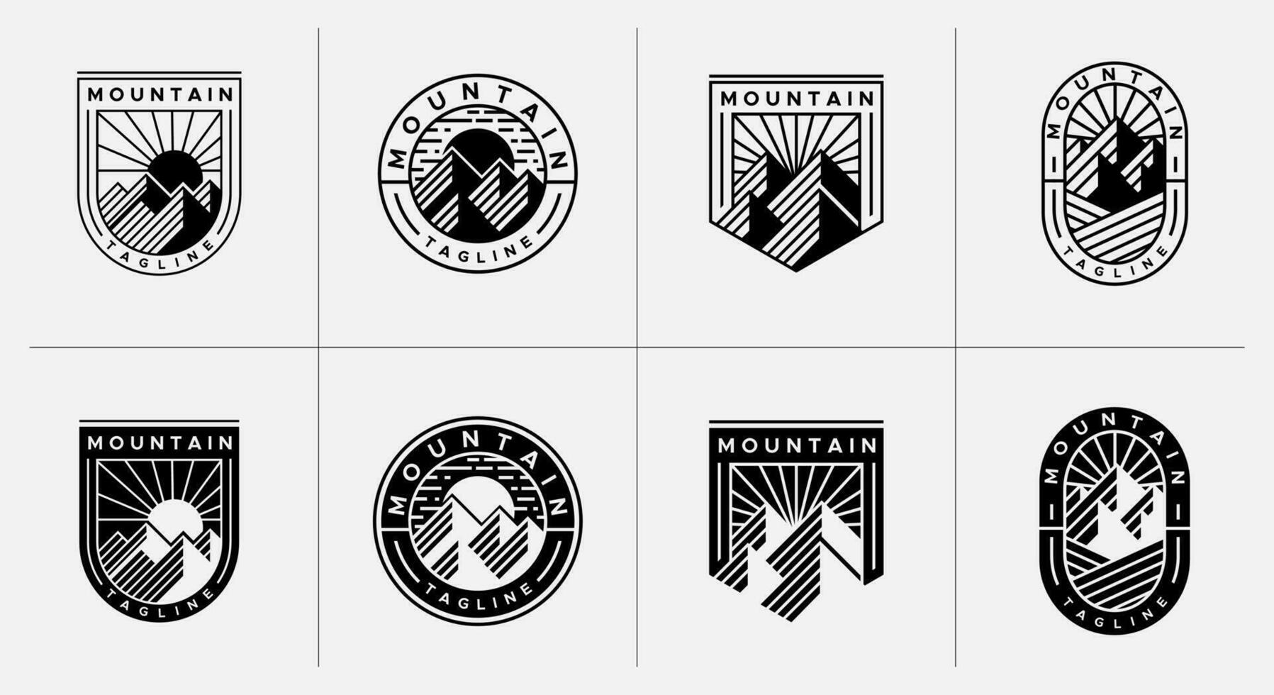 modern abstract lijn zon berg embleem logo. luxe zonsopkomst berg top logo. vector