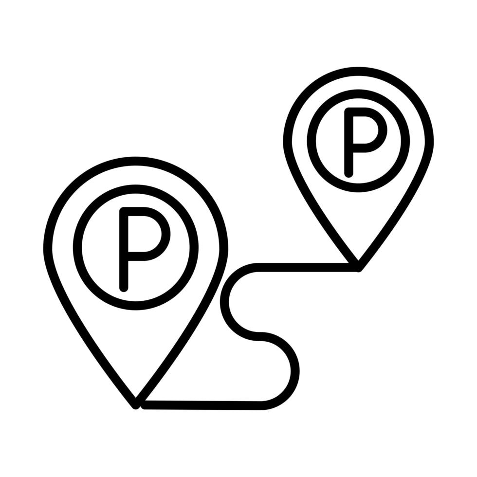 tracking navigatie locatie pinnen parkeren vervoer lijn stijl pictogram ontwerp vector