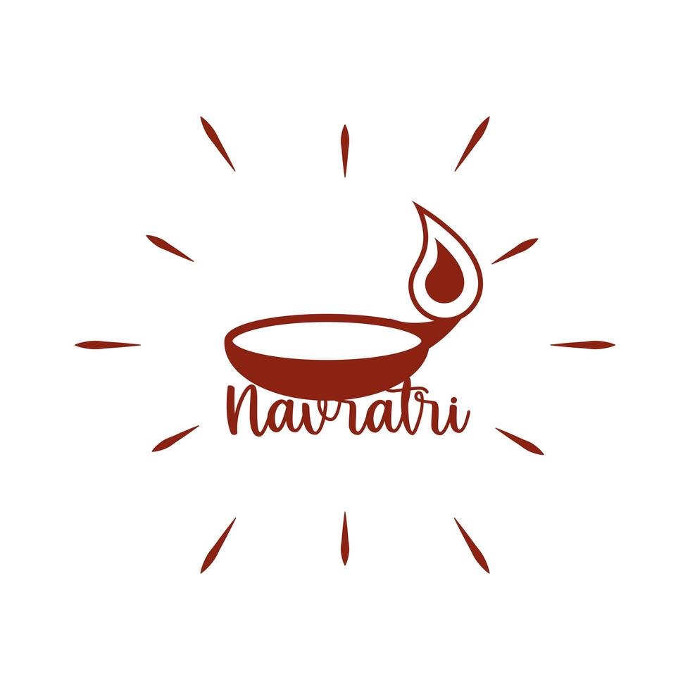 gelukkig navratri indiase viering brandende kaars godin durga cultuur silhouet stijlicoon vector